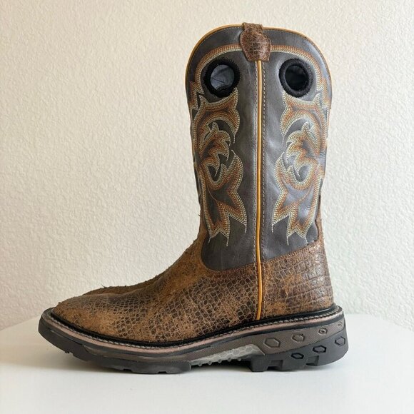 NEW Capitan Mens Cowboy Workboots Size 9D Western Brown Leather Square Toe Boots - Picture 4 of 10